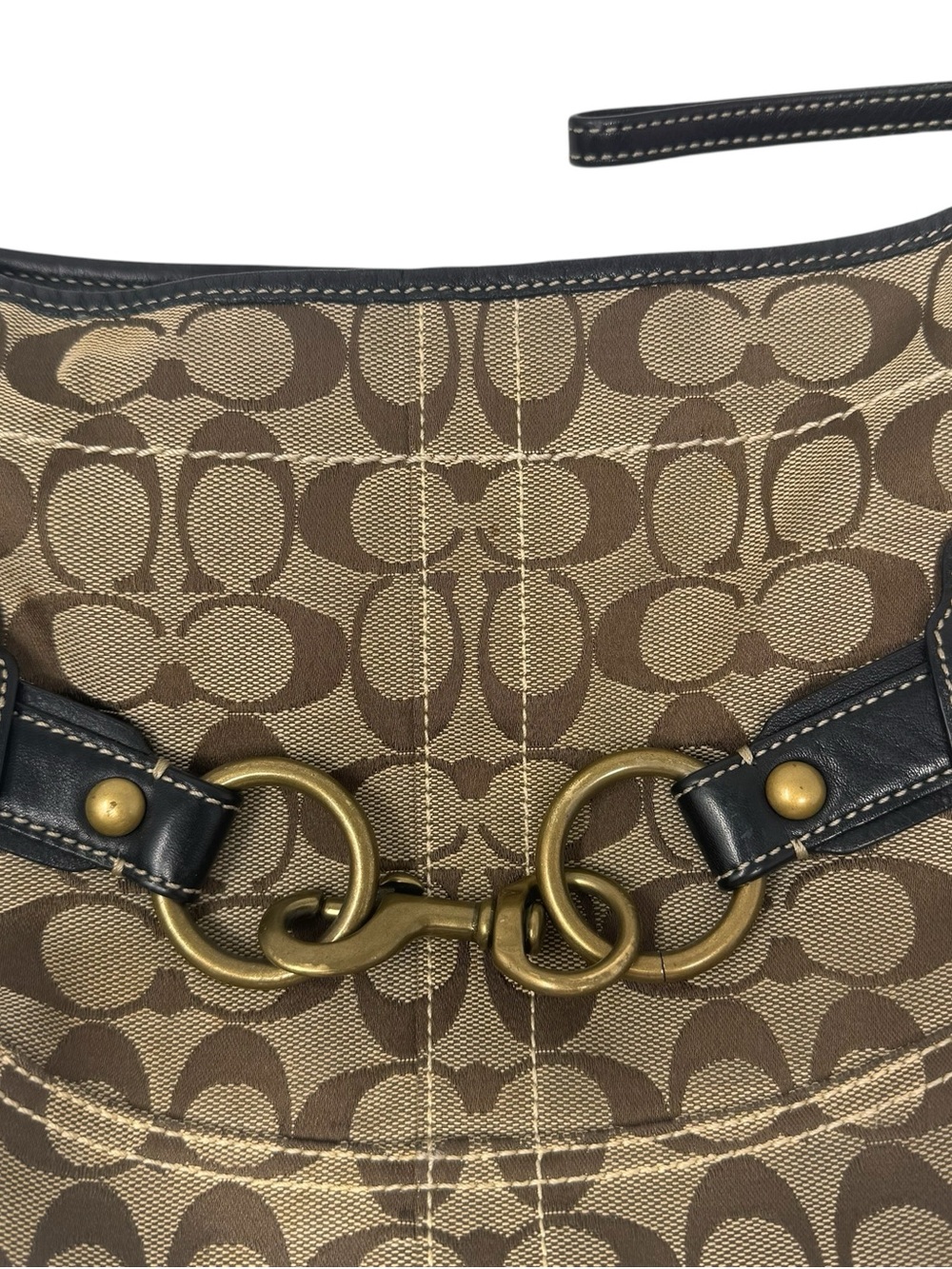 Vintage Coach Signature Brown Black Shoulder Monogrammed Ergo Hobo Bag Y2K - Picture 2 of 5